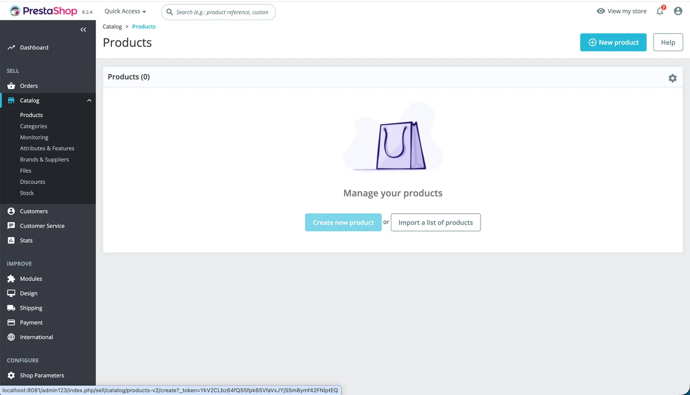 PrestaShop product catalog showing optimized product images with SEO-friendly names and compression applied by SEOPix